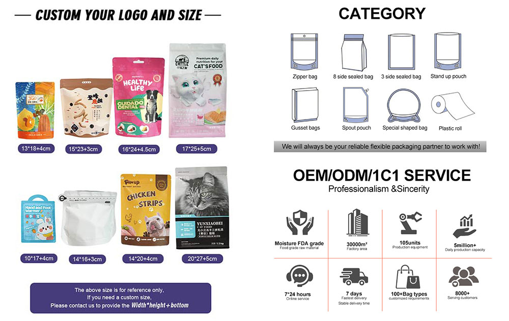 Frosted self-sealing cat food packaging bag